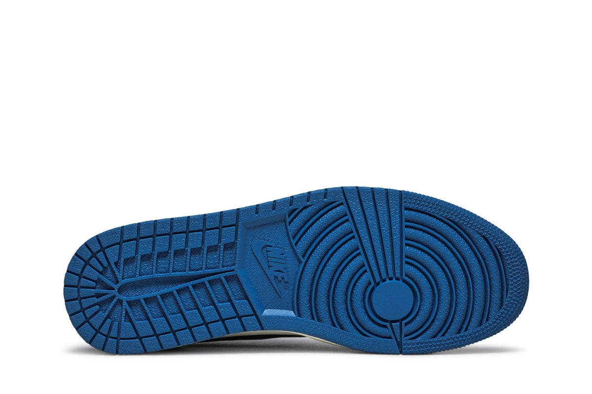 Tênis Nike Air Jordan 1 Retro Low Fragment Design x Travis Scott Couro Branco Preto Azul