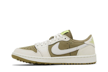 Tênis Nike Travis Scott x Air Jordan 1 Low Golf Neutral Olive Verde